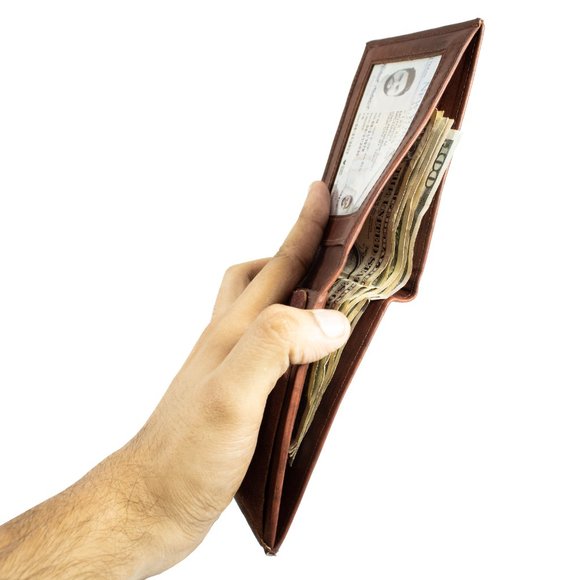 GENUINE LEATHER POLICE BADGE HOLDER, BROWN - Picture 4 of 8